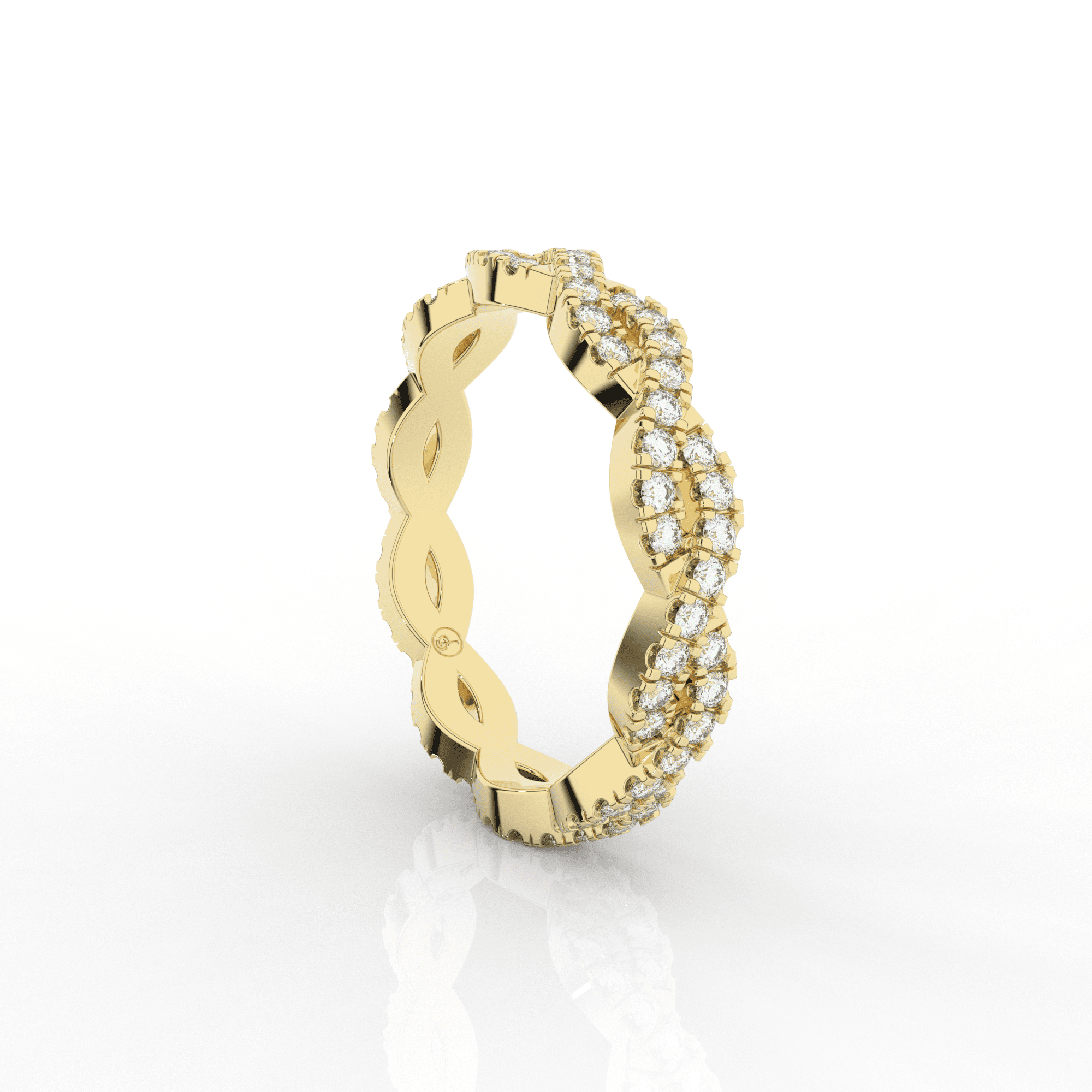 Orris Twist Full Eternity Ring Double Row Pave 0.55 Carat Natural Diamond 18 Karat Gold