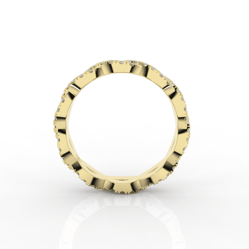 Orris Twist Full Eternity Ring Double Row Pave 0.55 Carat Natural Diamond 18 Karat Gold