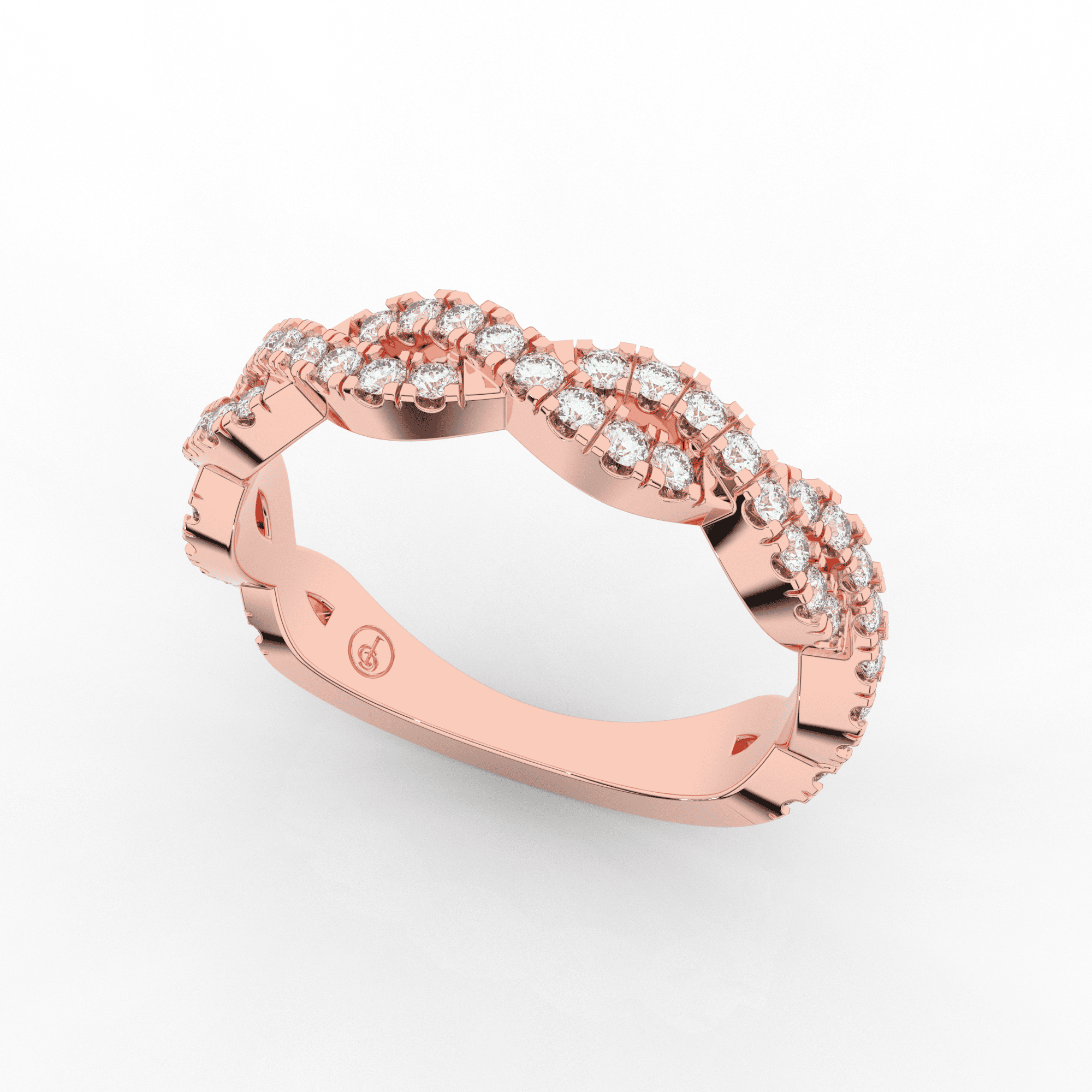 Orris Twist Half Eternity Ring Double Row Pave 0.38 Carat Natural Diamonds 18 Karat Gold