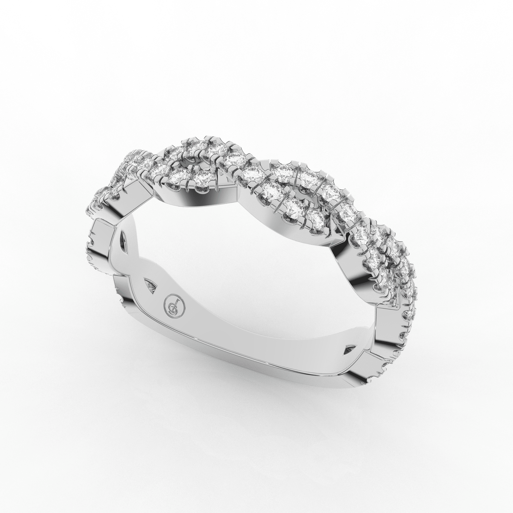 Orris Twist Half Eternity Ring Double Row Pave 0.38 Carat Natural Diamonds 18 Karat Gold