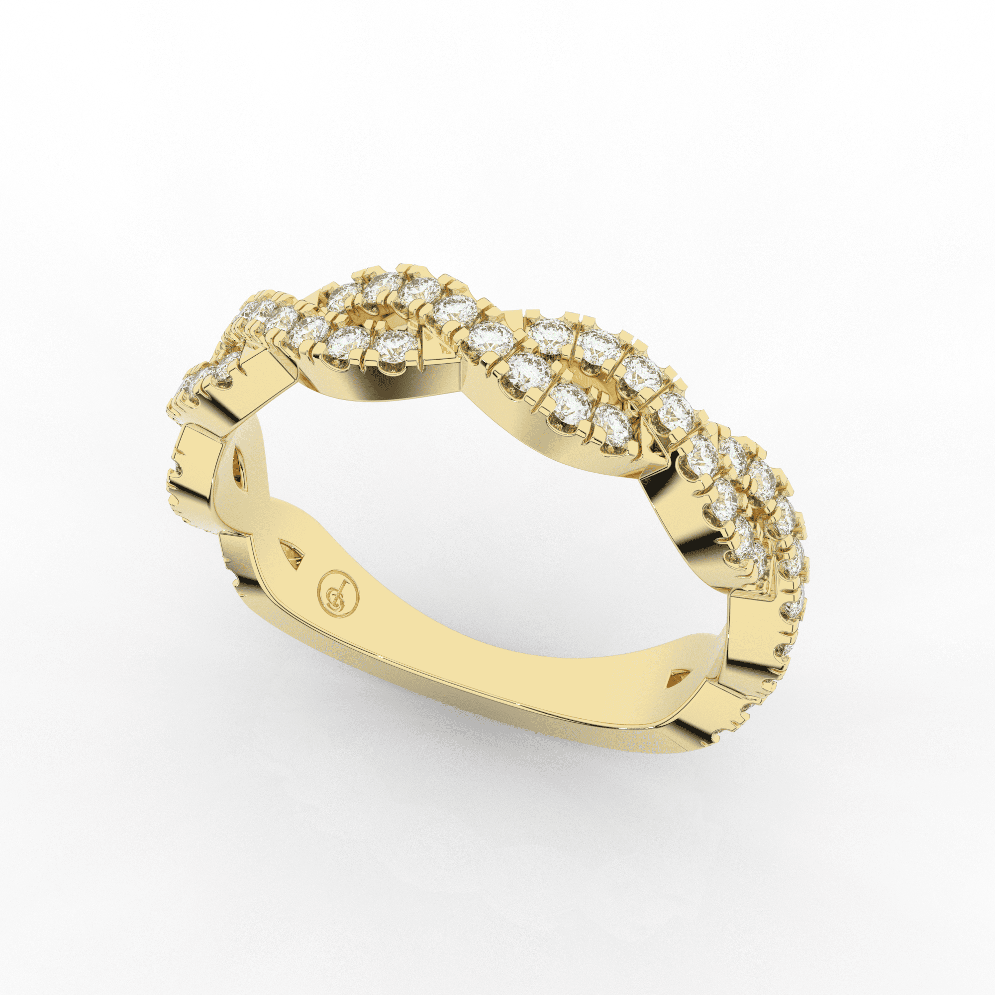 Orris Twist Half Eternity Ring Double Row Pave 0.38 Carat Natural Diamonds 18 Karat Gold
