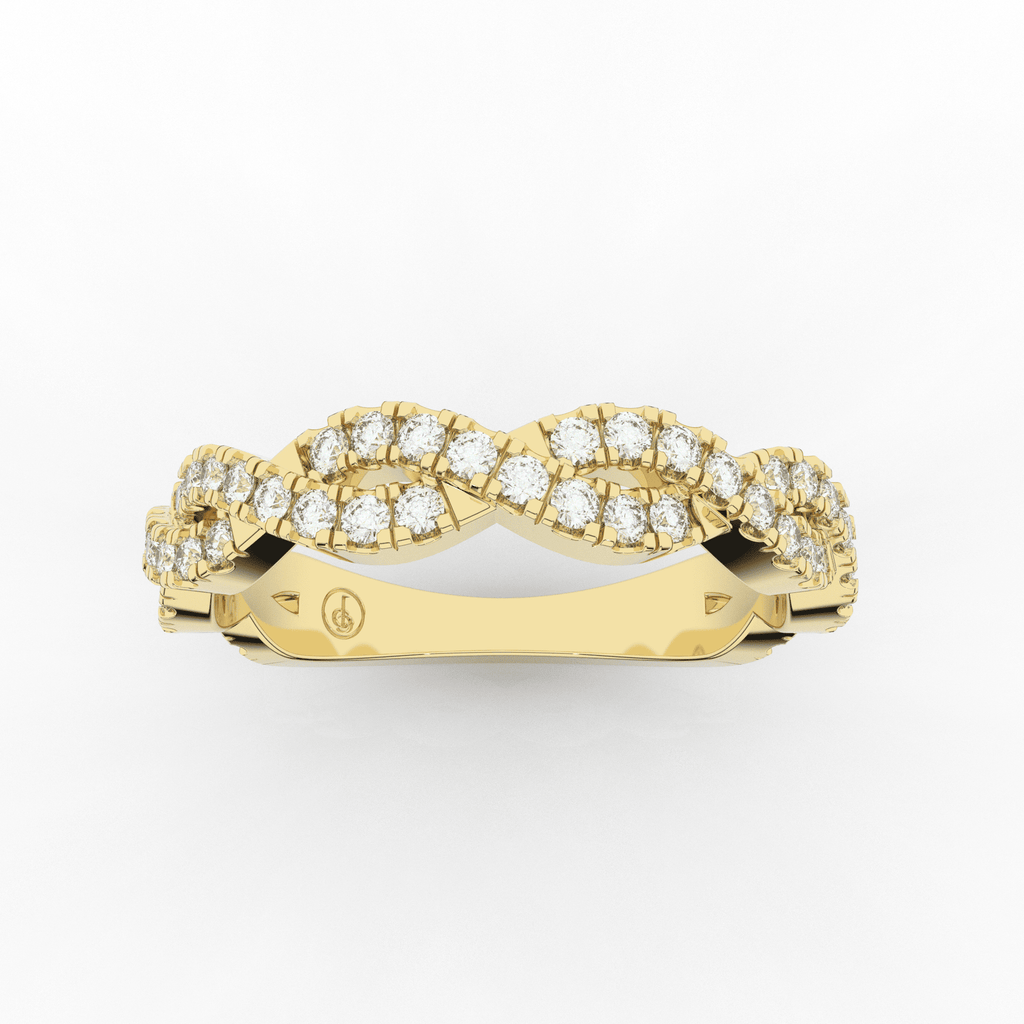 Orris Twist Half Eternity Ring Double Row Pave 0.38 Carat Natural Diamonds 18 Karat Gold