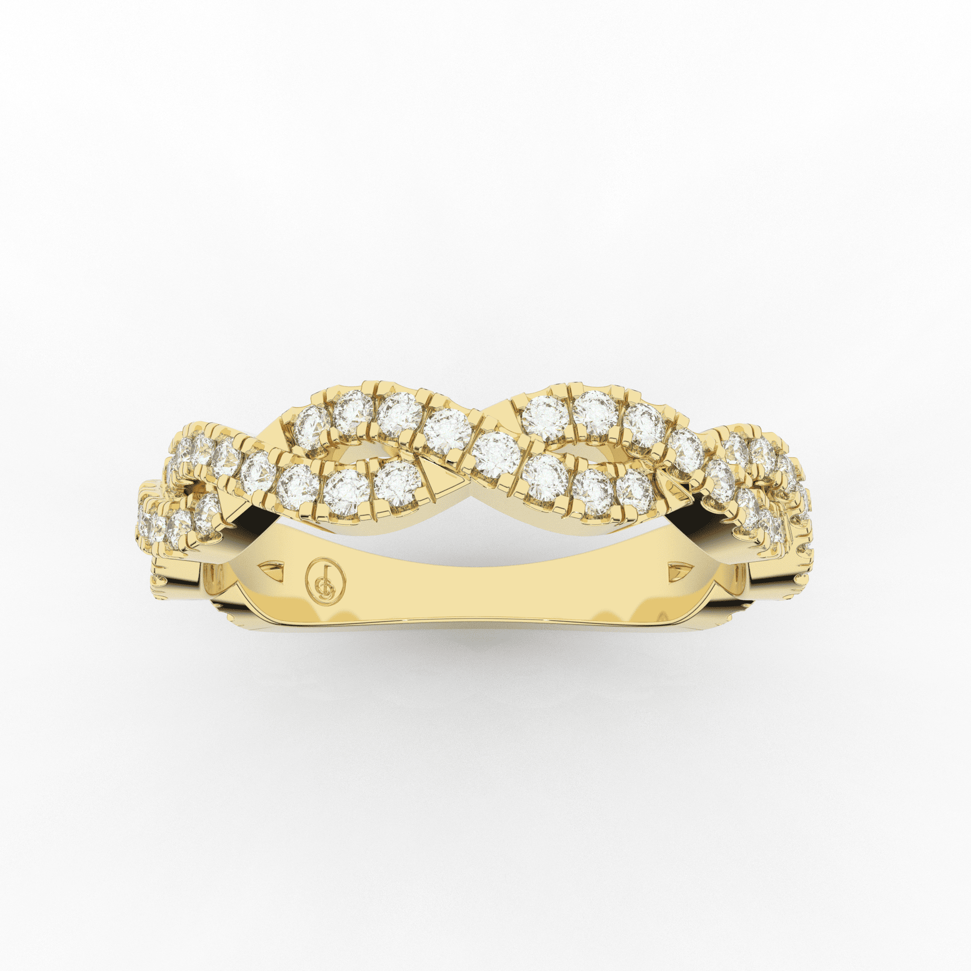 Orris Twist Half Eternity Ring Double Row Pave 0.38 Carat Natural Diamonds 18 Karat Gold