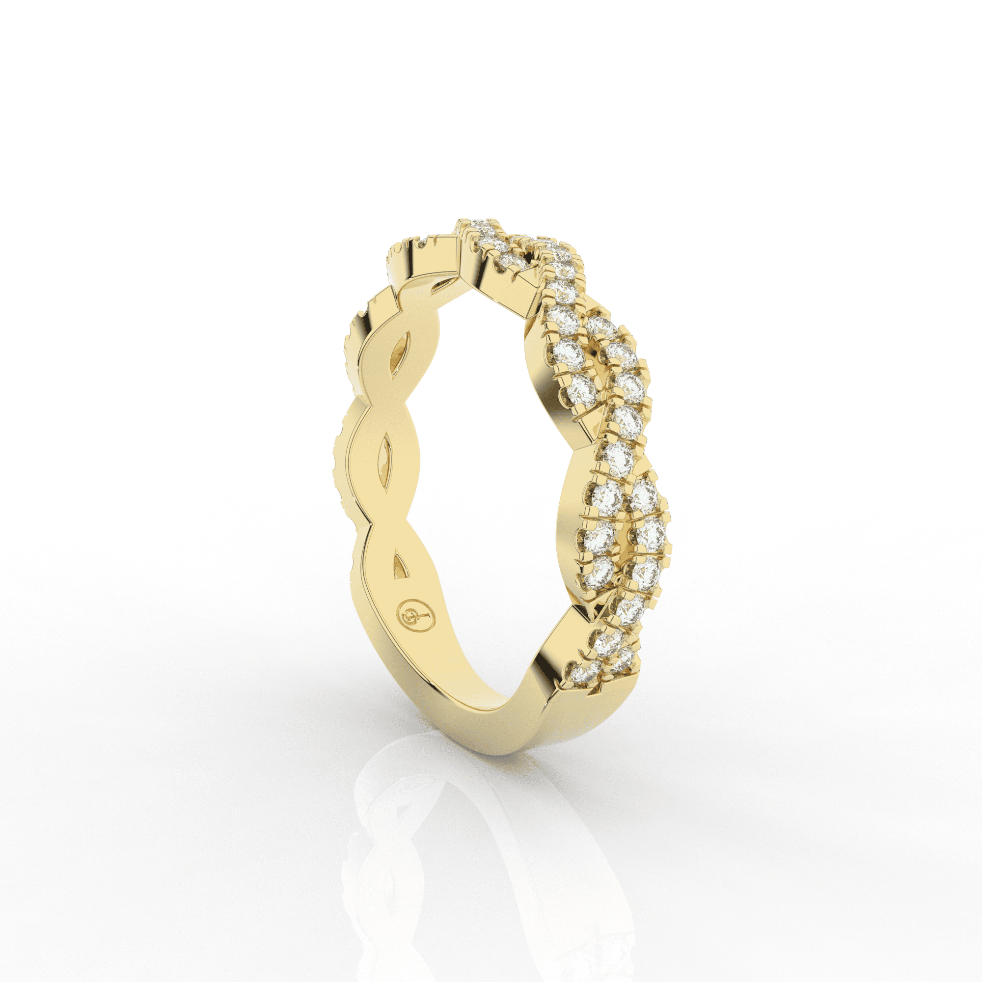 Orris Twist Half Eternity Ring Double Row Pave 0.38 Carat Natural Diamonds 18 Karat Gold