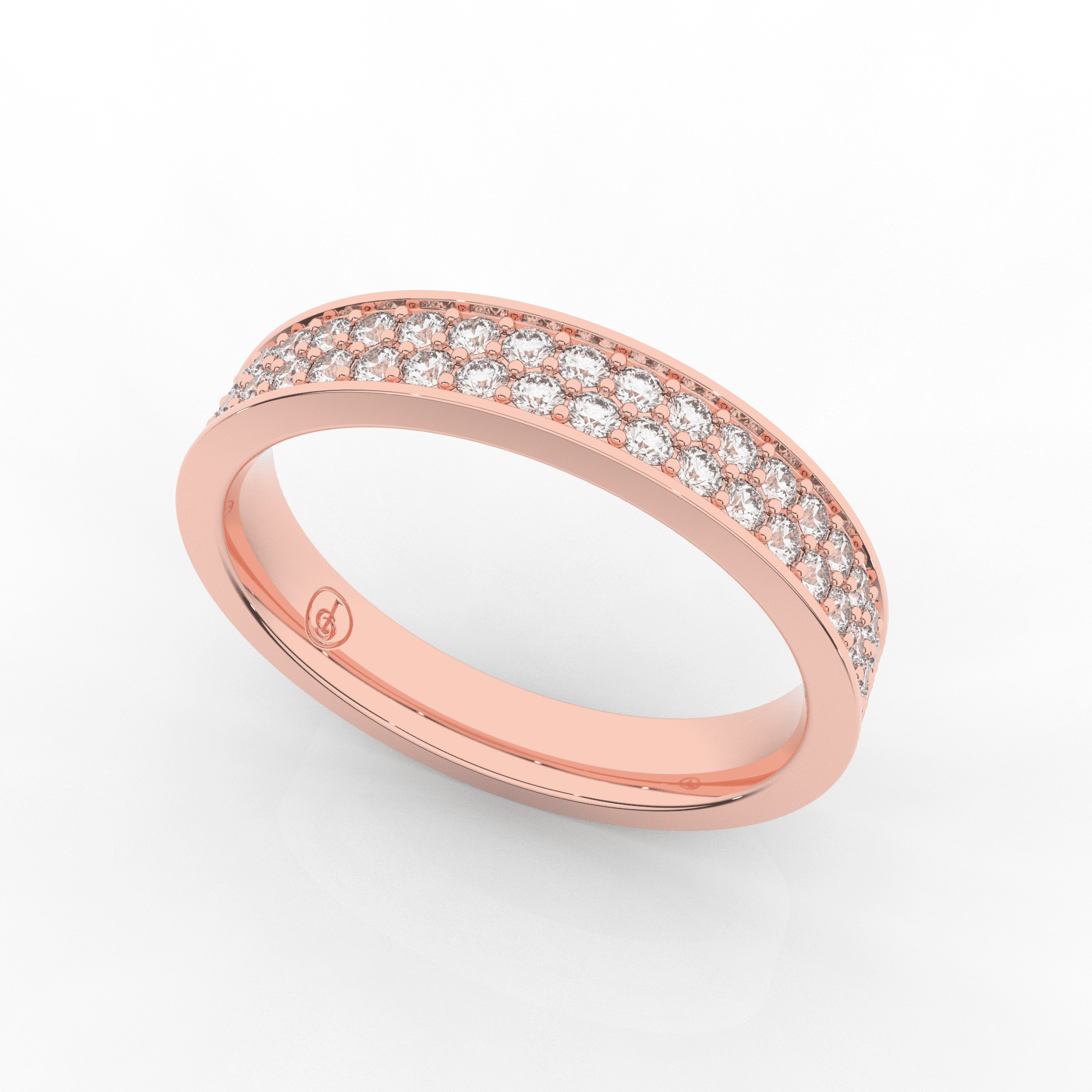 Mirage 2 Row Half Eternity Ring 0.38 Carat Natural Diamond 18 Karat Gold