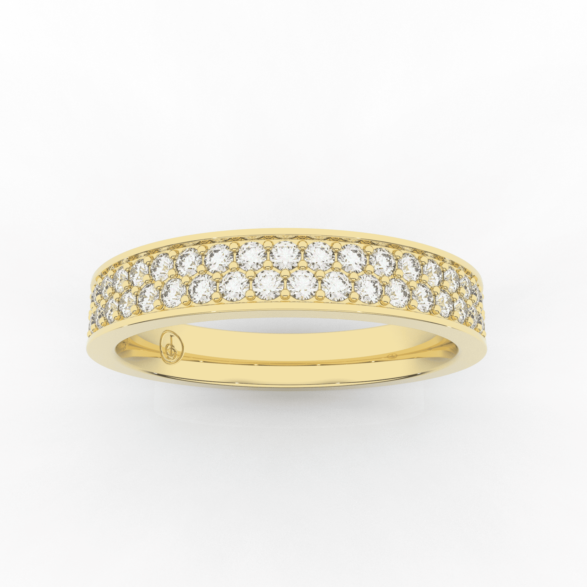 Mirage 2 Row Half Eternity Ring 0.38 Carat Natural Diamond 18 Karat Gold